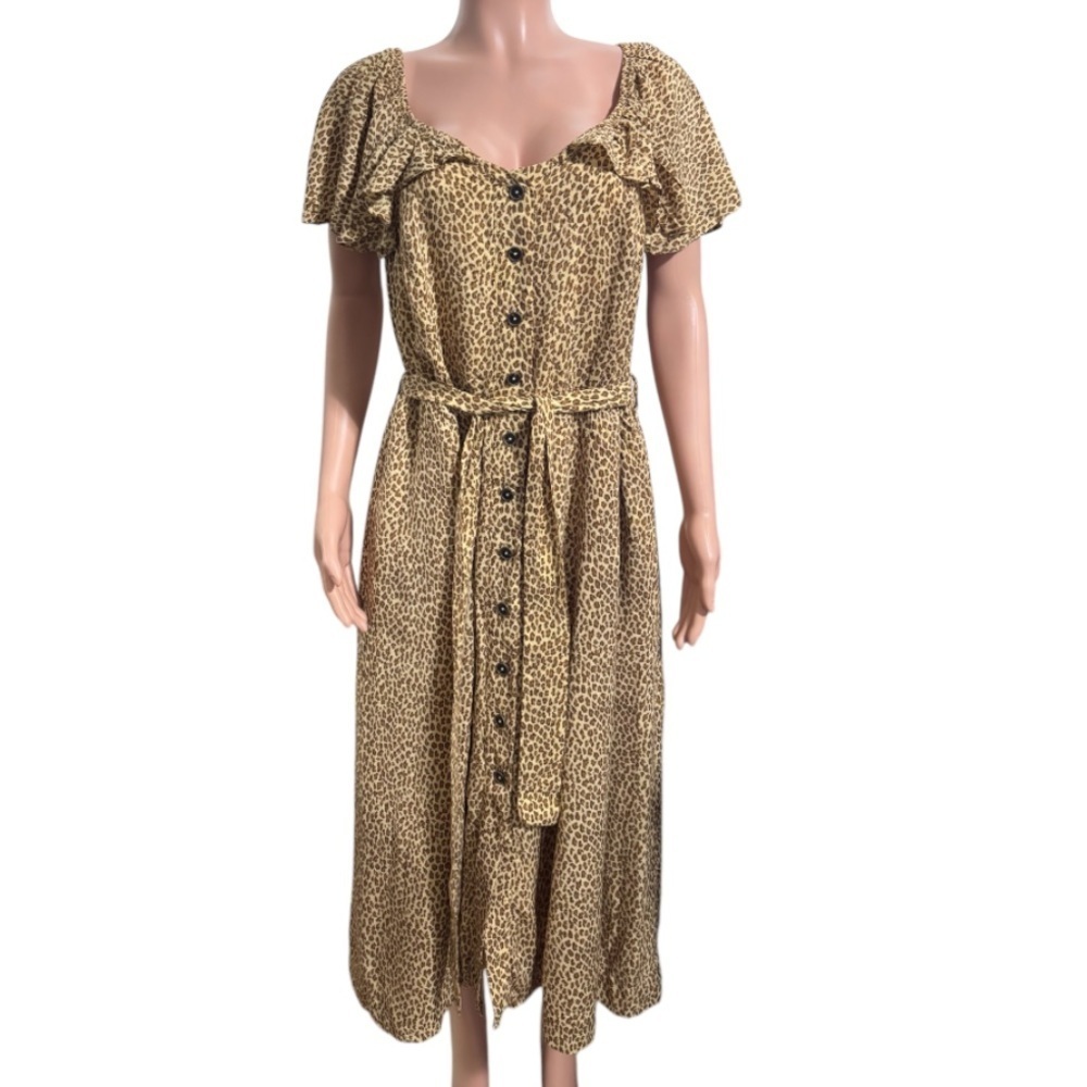 ANTHROPOLOGIE Women’s Bolano Leopard Print Midi Dress - Picture 5 of 16